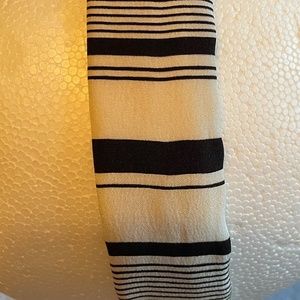 Silk Scarf Headband Black and White Stripe Design